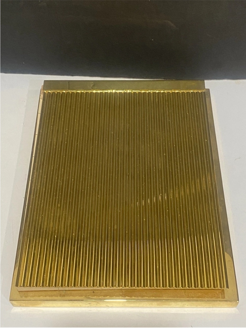 Mid-Century Modern Gold Flip Calendar Pad Holder"